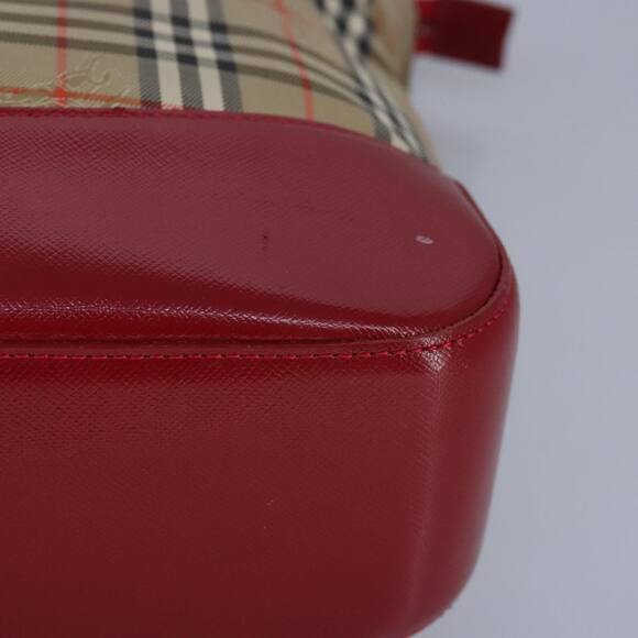 Burberry Nova Check Tote Bag Canvas Leather Beige Red - Picture 14 of 16